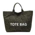 Sac fourre-tout en toile imprimé léopard vert olive avec texte TOTE BAG blanc - Vert
