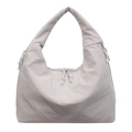 Bolso hobo de nailon gris claro de gran capacidad con cierre de cremallera doble - Gris