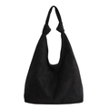 Sac fourre-tout minimaliste en daim noir avec une poignée nouée unique pour femme - Noir