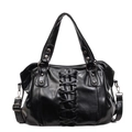 Borsa tote nera in pelle PU con design a lacci e tracolla regolabile rimovibile - Nero