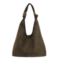 Sac fourre-tout minimaliste en daim vert olive avec détails de nœuds sur la bandoulière - Vert