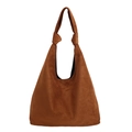 Sac à main hobo élégant en daim marron foncé avec poignée nouée élégante et design rétro minimaliste - Marron