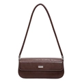 Sac à bandoulière rétro marron foncé minimaliste avec texture similicuir et boucle - Marron