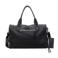Klassische schwarze Reisetasche aus PU-Leder mit Schultergurt und kleiner Münztasche - Schwarz