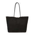 Bolso tote negro grande y minimalista con correas largas para el uso diario - Negro