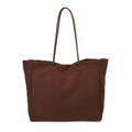 Bolso tote de lona marrón con asas delgadas y diseño minimalista con acabado texturizado - Rojo