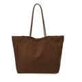 Bolso tote grande minimalista de fieltro marrón con correas de cuero para el diario - Marrón