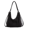 Black versatile matte leather tote bag for women with large capacity and logo detail - Brown