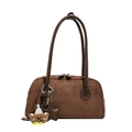 Borsa Boston marrone scamosciata con ciondolo a forma di orso e stella da donna - Con Ornamento / Marrone
