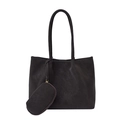Bolso tote negro clásico de gran capacidad con pequeño monedero a juego y textura - Marrón