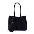 Bolso tote negro mate minimalista con pequeño estuche de cremallera a juego - Negro