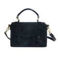 Sac bandoulière noir pour femme en simili cuir mat avec poignée et boucles dorées - Noir
