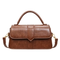 Bolso de mano vintage marrón en piel sintética con asa y correa desmontable - Marrón