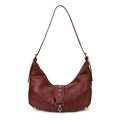 Borsa hobo bordeaux retrò in PU con rivetti a stella argentati e tracolla stile quotidiano - Borgogna