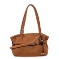 Borsa tote marrone in pelle scamosciata con fibbia decorativa, ciondolo a fiore e tracolla - Con Ciondolo / Marrone