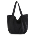 Classic black washed canvas tote bag featuring large capacity and minimalist design - Black