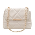 Sac bandoulière matelassé blanc élégant avec chaîne et garniture dorée pour femme - Blanc
