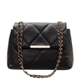 Sac bandoulière noir matelassé avec chaîne dorée et motif classique à losanges chic - Noir