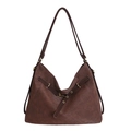 Dunkelbraune geflochtene Vintage Hobo-Tasche mit großem Fassungsvermögen und Schultergurt - Braun