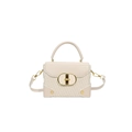 Piccola borsa a tracolla intrecciata color crema con chiusura a scatto oro - Bianco Sporco