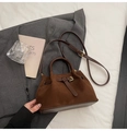 Retro dark brown suede bucket bag with leather strap and gold hardware accents - Brown No Pendant