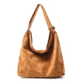 Caramelbraune Hobo-Tasche aus Wildleder mit verstellbarem Gurt und minimalistischem Design - Braun