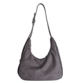 Dunkelgraue Hobo-Schultertasche aus Wildlederimitat mit verstellbarem Riemen - Grau