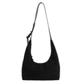 Borsa hobo nera minimalista in camoscio con elegante dettaglio nodo laterale - Nero