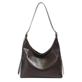 Dunkelbraune Hobo-Schultertasche aus Leder mit verstellbarem Gurt und Goldbeschlägen - Braun