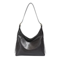 Klassische schwarze Hobo-Tasche aus Leder mit Bronze-Hardware und Schultergurt - Dunkelbraun