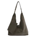 Sac hobo vert olive rétro en cuir mat avec pochette assortie pour femmes - Vert