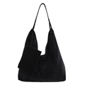 Sac à épaule Hobo rétro noir avec pochette assortie en similicuir mat de haute qualité - Noir
