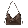 Borsa tote in pelle PU marrone con cuciture bianche a contrasto e fibbie in metallo - Marrone