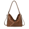 Borsa tote marrone capiente in pelle sintetica con tracolla regolabile e finitura - Marrone