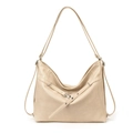 Grande borsa tote beige in ecopelle con dettagli argento e tracolle regolabili - Bianco Sporco