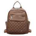 Zaino da donna in morbida pelle PU marrone scuro con classico motivo a rombi - Marrone Chiaro