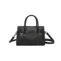 Elegante schwarze Umhängetasche aus Leder mit weißen Kontrastnähten und Silberbeschlägen - Schwarz