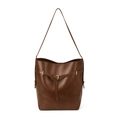 Braune Beuteltasche im Retro-Stil aus Öl-Wachs-Leder mit goldener Schnalle für Damen - Braun