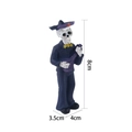 Detail of 8cm tall skeleton musician resin figurine with size markings for decor - Skeleton Musician (6044)