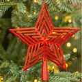 Puntale per albero di Natale a stella rossa a più strati con sfondo bokeh caldo - 15CM / Rosso