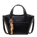 Sac seau noir vintage avec pompon en perles colorées et logo SOLAR & MISS - Avec Pendentif / Noir