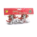 Set di quattro campanelli natalizi argentati da 4,5 cm con fiocchi rossi e rilievo angelo - Argento
