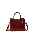 Elegante borsa tote rosso scuro in pelle goffrata coccodrillo con dettagli dorati - Rosso