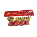 Set di 4 campanelle di Natale rosse con aghi di pino e scritta Merry Christmas dorata - Rosso