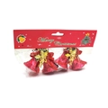 Set di campane natalizie rosse da 4,5 cm con angeli dorati e fiocco in busta - Rosso