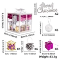 Set di 26 ornamenti natalizi con palline d'argento, pigne e tamburi in confezione regalo - 1 Scatola da 26 / Rosa Rossa