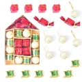 Christmas tree ornament set with red gift boxes, mini drums and candy shaped hanging decor - Candy House