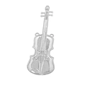 Silver violin-shaped metal charm with detailed F-holes and dual hanging loops for DIY crafts - 15cm Violin / Silver