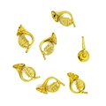Set of 7 gold french horn miniature ornaments for Christmas wreath and tree decoration - 12.5cm French Horn / Gold