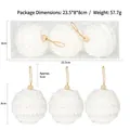 Palline di Natale bianche testurizzate da 8cm in schiuma con glitter e corda rustica - 8cm / Bianco